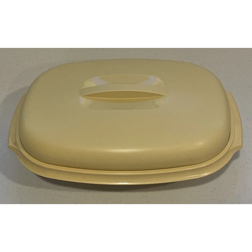 Vintage 1970's Tupperware Harvest Gold Vegetable Rice Steamer Server 3 Piece Set
